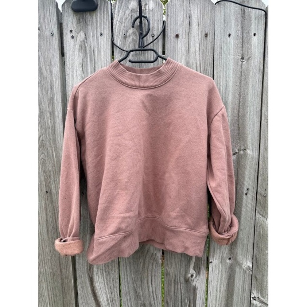 Minimalist Athleisure A New Day Sweatshirt Small Mauve Pink Mock Neck Pullover